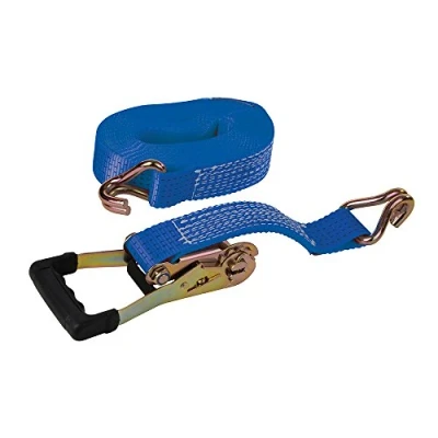 Image of Silverline Rubber Handled Ratchet Tie Down Strap J Hook 8m x 50mm Rated 1700kg Capacity 3400kg