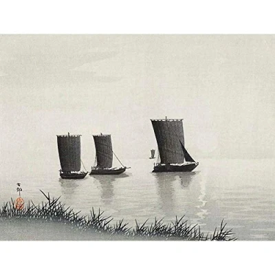 Image of Wee Blue Coo Fishing Boats Ohara Koson Art Print Poster Wall Decor 12X16 Inch