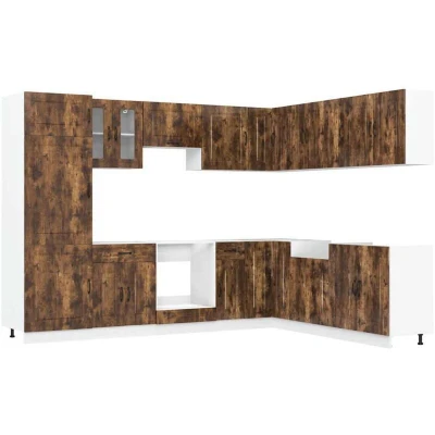Image of vidaXL 14 Piece Kitchen Cabinet Set Kalmar Smoked Oak Engineered Wood