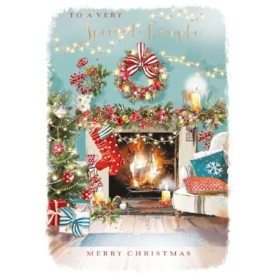 Image of Very Special Couple Festive Cosy Fireside Christmas Card Xmas Greeting Cards X15493GH