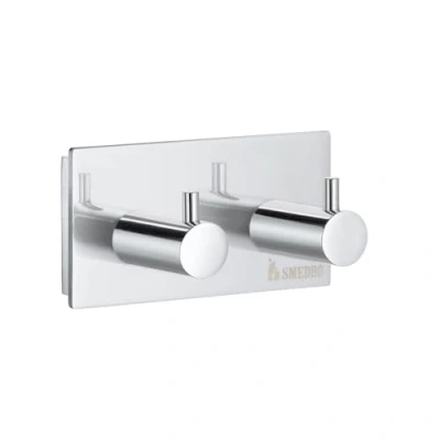 Image of Smedbo &quot;Pool&quot; Double Towel Hook, Polished Chrome,8 x 3.9 4 cm, Silver