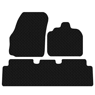 Image of Carsio Car Mats 3pc Set For Renault Scenic 2004 2009 Tailored Fit Rubber Floor Mat Complete Accessory Black Custom Fitted Anti Slip Backing, Heavy Duty &amp; Waterproof
