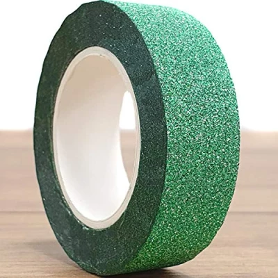 Image of Glitter Washi Tape Decorative Masking Self Adhesive Sticky Ribbon Trim 10m Long (Green Glitter)