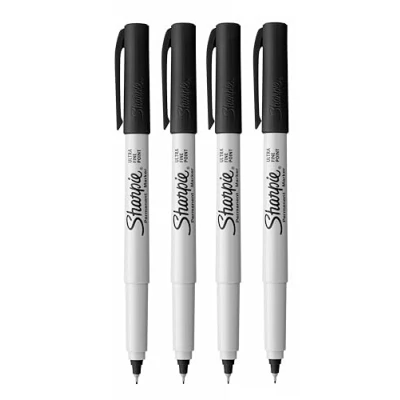 Image of Sharpie Ultra Fine Point Permanent Marker Pens Black Ink Pack of 4