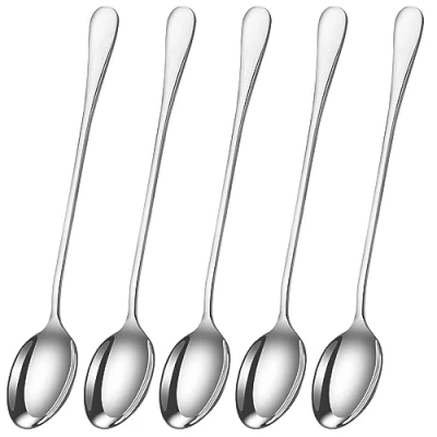 Image of PNJB, Latte Glass Ice Cream Sundae Coffee Spoons Stainless Steel Long Handle 20cm, Ideal for Sundae, Cream, Dessert, Iced &amp; Tea (6PCS)