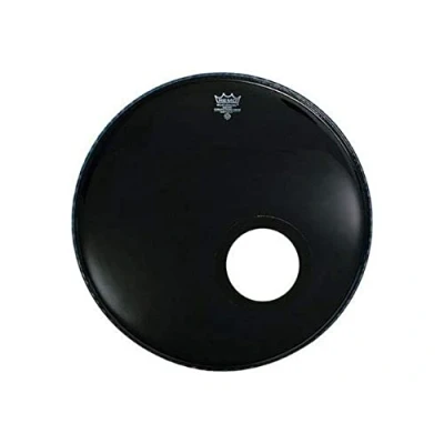 Image of Remo Powerstroke 3 Ebony Resonant with 5in Dynamo Ring Installed, 20&quot; P3 1020 ES DM