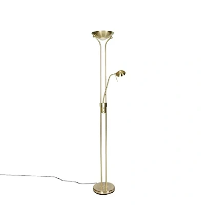 Image of Qazqa Modern Floor lamp Brass with Reading incl. LED dim to Warm Diva 1 Light Steel Suitable for Living Room I Bedroom