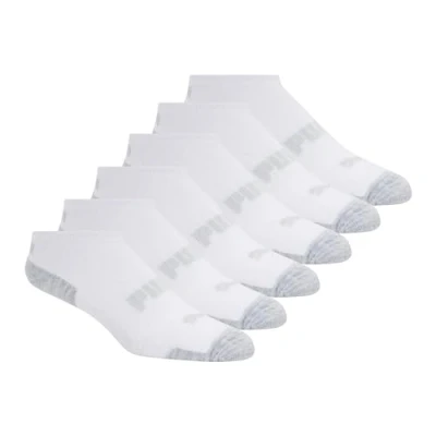 Image of puma Women&#039;s 6 Pack No Show Socks, White/Grey, 9 11