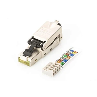 Image of DIGITUS DN 93631 network plug Cat 6A 1 piece 360 shielded RJ45 field Cat6A toolless assembly 500 MHz 10GBase T 10 Gbit/s AWG 27/7 to 22/1