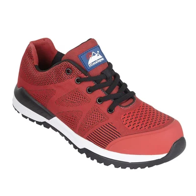 Image of Himalayan 4313 Bounce Mesh Safety Trainer Shoe with Metal Free Toecap and Midsole, S1P, SRC, 8 Size, Red