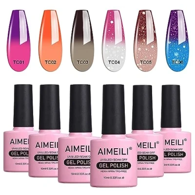 Image of AIMEILI Soak Off UV LED Temperature Colour Changing Chameleon Gel Nail Polish Multicolour/Mix Colour/Combo Set Of 6pcs X 10ml Kit 13