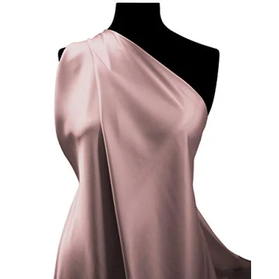 Image of Fabrics King ONLINE Premium Dull Silky Satin Fabric Dress Bridal Fashion Material 60&quot; 150cm Wide Per Metre (Dusky Pink, 1 METRE)