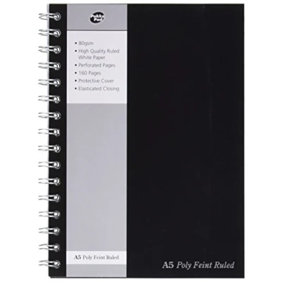 Image of Pukka Pads A5 Ruled Feint Poly Jotta Notebook Black (160 Pages) Pack of 3