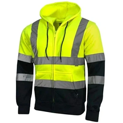 Image of Kapton Hi Vis Visibility Zip Sweatshirt Hoody Hooded Work Top EN471 (4XL, Yellow/Navy)
