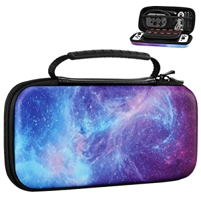 Image of MoKo Carrying Case for Nintendo Switch OLED Model/Nintendo Switch, Hard Shell Portable Travel Carry w/10 Game Card Slots Compatible with Console &amp; Accessories, Gorgeous Starry Sky