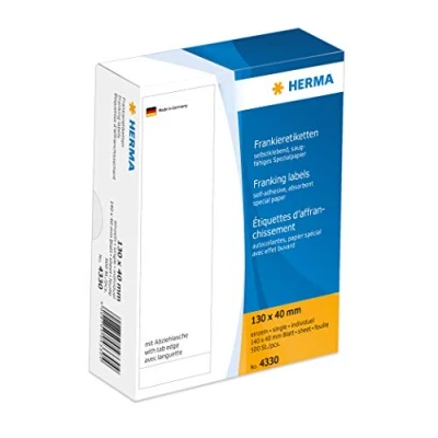 Image of Herma 130 x 40 mm Franking Labels with Tab Edge (Pack of 500)