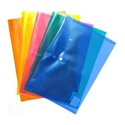 Image of A4 Plastic Wallet Popper Wallets Colour Assorted Stud Press Document Folder File (A4 Size 5 Wallets)