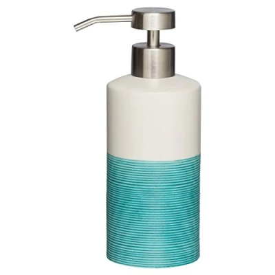 Image of Sealskin Doppio Soap Dispenser, Porcelain, Aqua, 8.5 x 18 6.7 cm