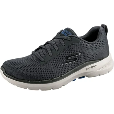 Image of Skechers Men&#039;s GO Walk 6 AVALO Sneaker, Charcoal Textile/Synthetic, 9.5 UK