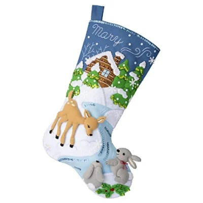 Image of Bucilla 18&quot; Felt Christmas Stocking Kit Snowy Retreat