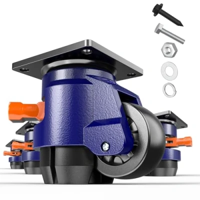 Image of KOSTANZO Leveling Castor Wheels with Ratchet Handle Heavy Duty Caster Set of 4 for Workbench, Equipment (Total Capacity 1000kg)