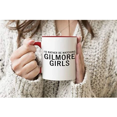 Image of Id Rather Be Watching Gilmore Girls Red Handle Mug Coffee Tea 312ml Cup