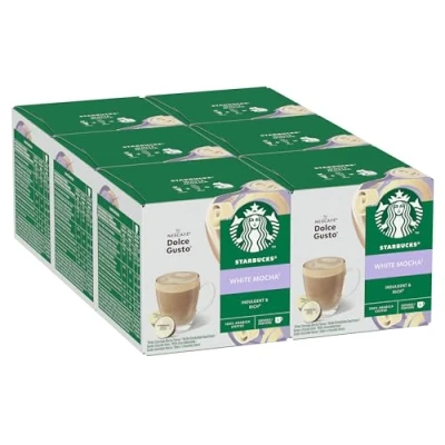 Image of STARBUCKS White Mocha by NESCAFÉ Dolce Gusto, 72 Coffee Pods (6 packs), Chocolate Notes, Flavour with Espresso Roast