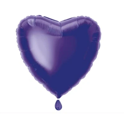 Image of Solid Deep Purple Heart Foil Balloon (45cm) 12 Count Stunning and Romantic Love Celebration Decoration