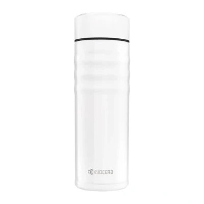 Image of Kyocera MB 17S WH Travel Mug with Twist Top, Stainless Steel, Pearl White, 500ml