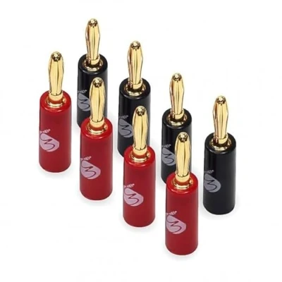 Image of FISUAL Banana Plugs 4mm for HiFi Speakers Gold Plated 8 Pack
