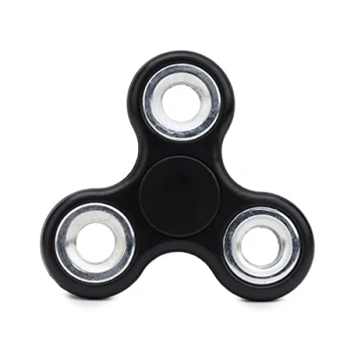 Image of Toyland® Fidget Hand Spinner Stress and Anxiety Relief Assorted Colours (Black &amp; Silver Rings)