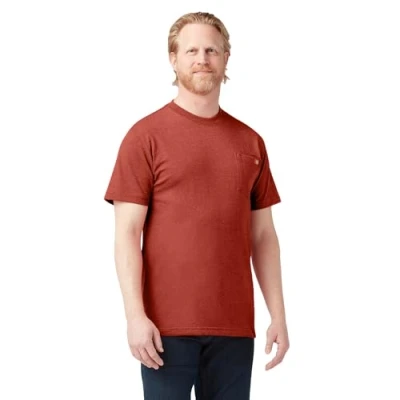Image of Dickies Men&#039;s Heavyweight Crew Neck Short Sleeve Tee Big Tall T Shirt, Rustic Red Single Dye Heather, 4XL