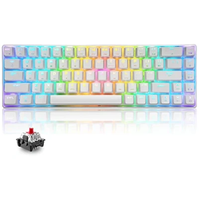 Image of T8 RGB Gaming Keyboard 60% Linear Optical Red Switches Mini 60 Percent Wired Mechanical 18 Chroma LED Backlit Illuminated Compact 68 Keys Detachable USB C Cable White