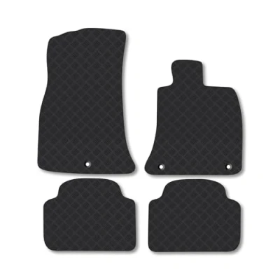 Image of Rubber Car Mats Compatible with Kia Stinger (2017 ) Tailored Fit Floor Set Accessory Black Custom 4 Pieces Clips Anti Slip Backing, Heavy Duty &amp; Waterproof