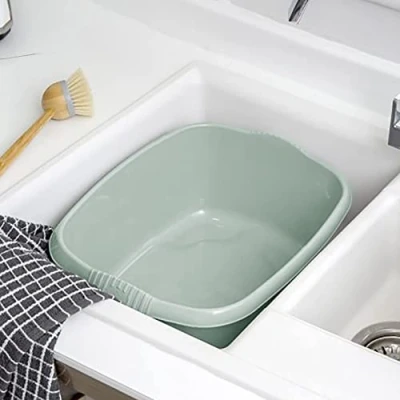 Image of Rectangular washing Up Bowl Wash Dish Washtub, Approx 12 Litre, 39 x 32 16 cm Silver Sage
