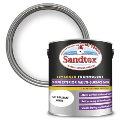 Image of Sandtex 10 Year Multi Surface Satin Paint 2.5l Brilliant White