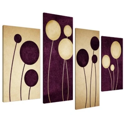 Image of Large Plum Purple Cream Abstract Canvas Wall Pictures Prints Art 4124