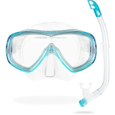 Image of Cressi Kid&#039;s Ondina VIP Snorkelling Combo Set Clear/Aquamarine