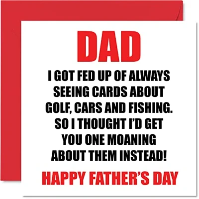 Image of Funny Fathers Day Cards for Dad Moaning Joke Happy Card from Son Daughter, Father Banter Gifts, 145mm x Humour Father&#039;s Greeting Gift Daddy Papa