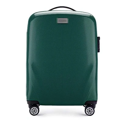 Image of WITTCHEN PC Ultra Light Hard Luggage Travel Suitcase Trolley Medium Polycarbonate Four Wheels TSA Combination Lock Aluminum Telescopic Handle Size M Green