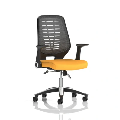 Image of Relay Task Operator Chair Bespoke Colour Silver Back Senna Yellow