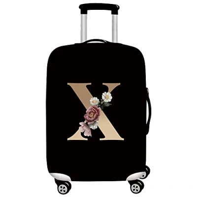 Image of Initial Letter Printed Design Travel Trolley Case Cover Protector Washable Suitcase Luggage Storage Covers for 18 28 inch (XL (29 32 Luggage), gold X)