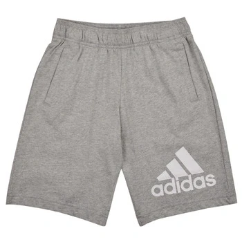 Image of adidas Unisex Kids Essentials Big Logo Cotton Shorts, Medium Grey Heather/White, 7 8 Years