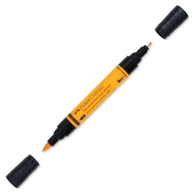 Image of Faber Castell Art &amp; Graphic Pitt Artist Pen Dual Marker India Ink, Dark Chrome Yellow, Single Pen, For Art, Craft, Drawing, Sketching, Home, School, University, Colouring
