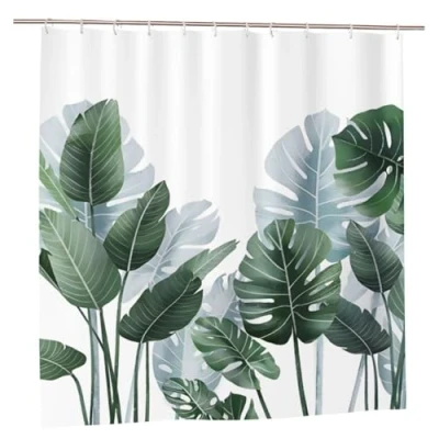 Image of YUAOEUR 3D Garden Shower Curtain 60x72 Inch Nature Green Leaves Picture Outdoor Trees Bathroom Personalized Decor Fabric with Hook