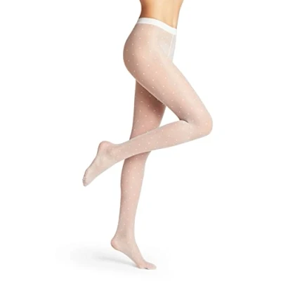 Image of FALKE Women&#039;s Dot 15 DEN W TI Sheer Patterned 1 Pair Tights, White (White 2209), S