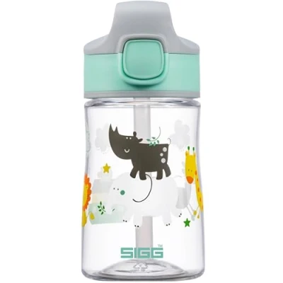 Image of SIGG Aluminium Kids Water Bottle Miracle Jungle Friend With Straw Leakproof Lightweight BPA Free Scratch &amp; Break Resistant School Sports Light Green 0.35L