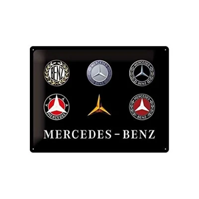 Image of Nostalgic Art Retro Tin Sign Mercedes Benz Logos Gift idea for car accessoires, Metal Plaque, Vintage design wall decoration, 30 x 40 cm