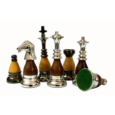 Image of StonKraft 9 cm King Height Collector Edition Brass and Wood Chess Figure Figurine Pieces Chessmen