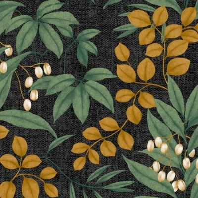 Image of Superfresco Easy Persephone Charcoal/Ochre Floral Wallpaper